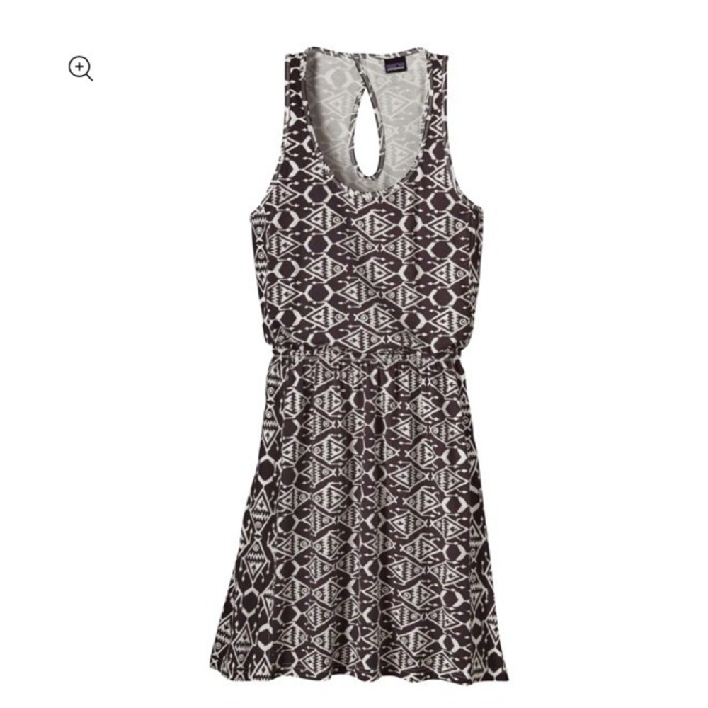 PATAGONIA Women's W's West Ashley‎ Dress Ikat Fish/Ink Black Size Small Cotton